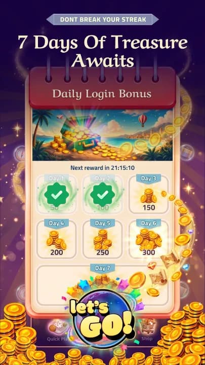 Daily bonus screen