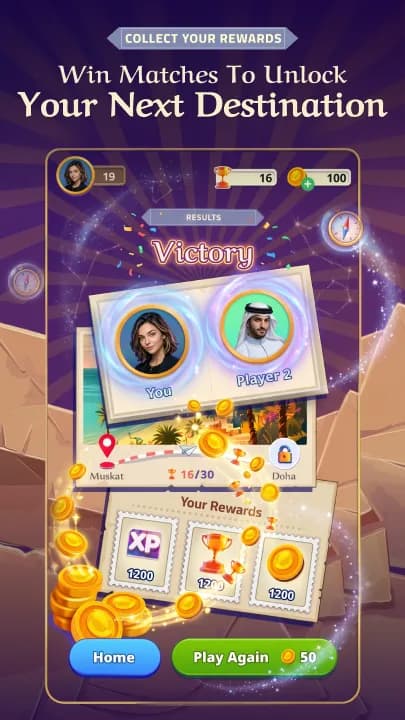 Victory and rewards screen